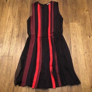 BOTTEGA VENETA red black striped silk sleeveless dress size 42 US size M